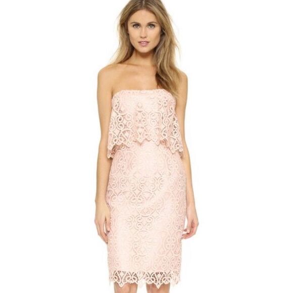 Black halo Eve Laurel berman womens 6 strapless lace elegant cocktail dress new - Picture 1 of 10
